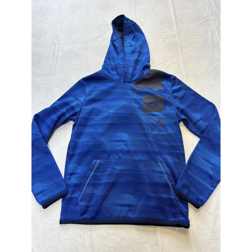 Under Armour Hooded Pullover Youth Large Coldgear Long Sleeve Blue‎  Loose